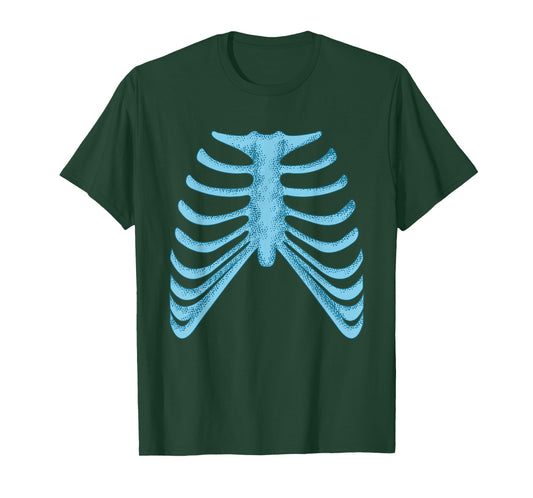 Blue Skeleton Rib Cage Blue Color Graphic T-Shirt