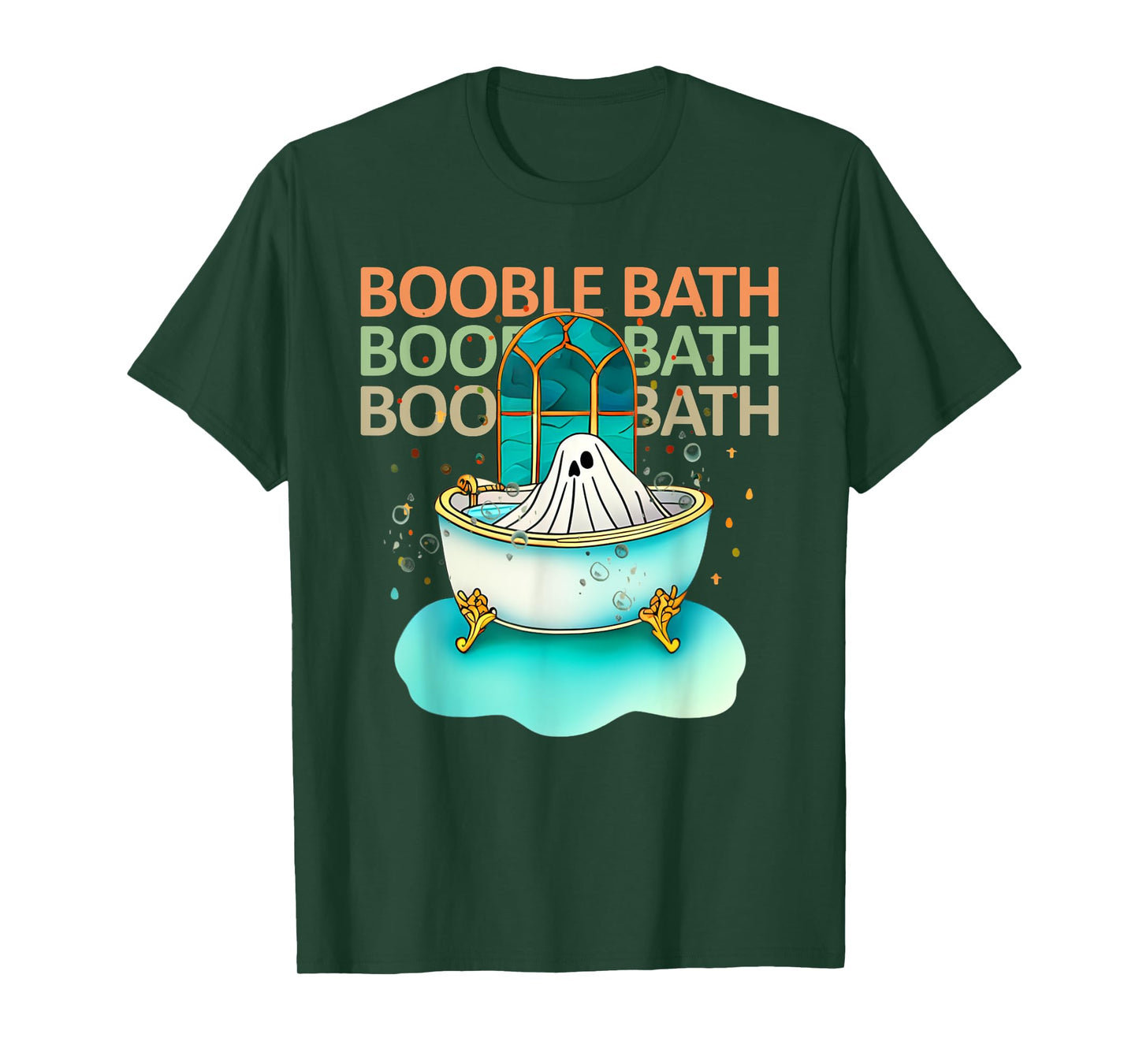 Ghost Bathtub Simple Halloween Costumes Cute Booble Bath Pun T-Shirt