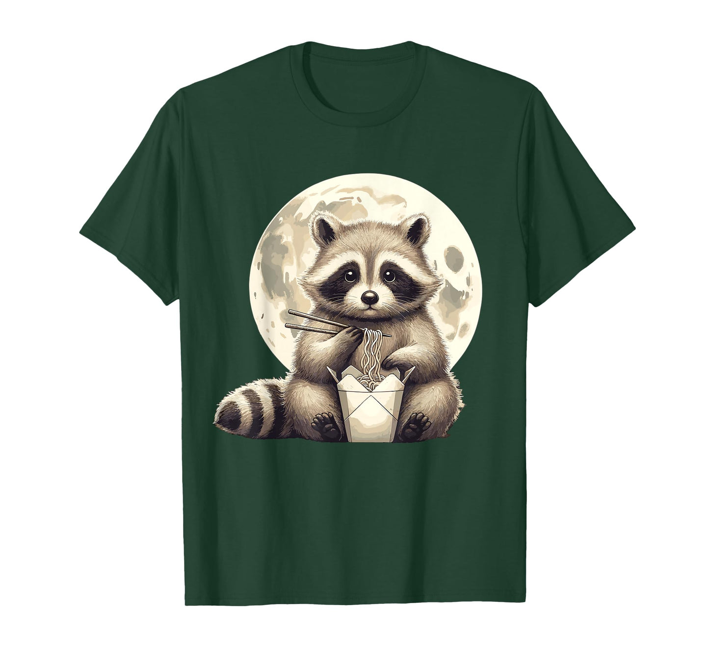Raccoon Eating Ramen Noodle Kawaii Raccoon T-Shirt