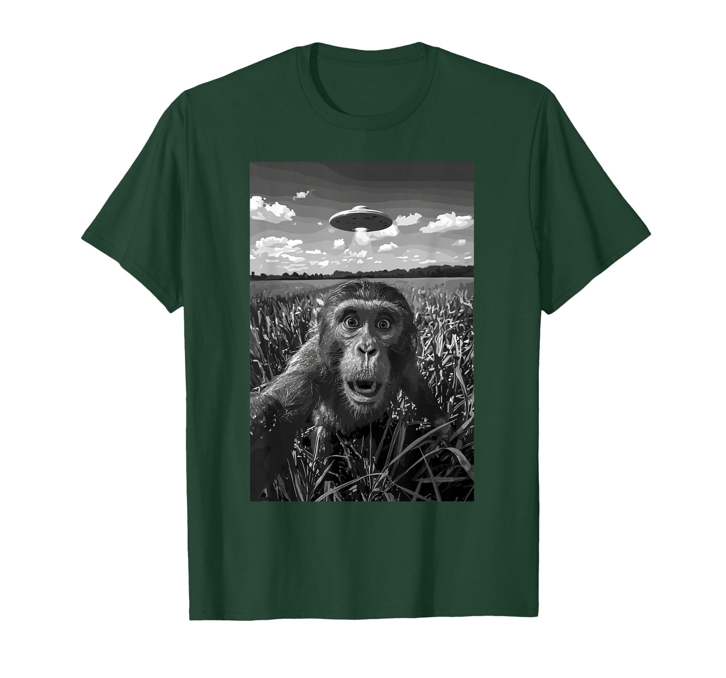 Ape Humor Chimpanzee UFO Gorilla Chimp Invasion Space T-Shirt