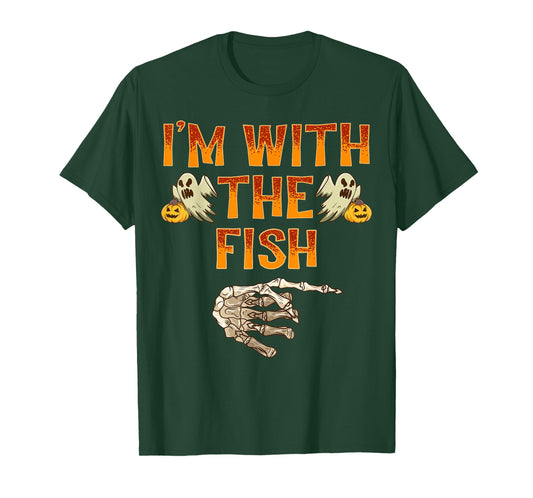I'm With The Fish Shirt Costume Funny Halloween Couple T-Shirt