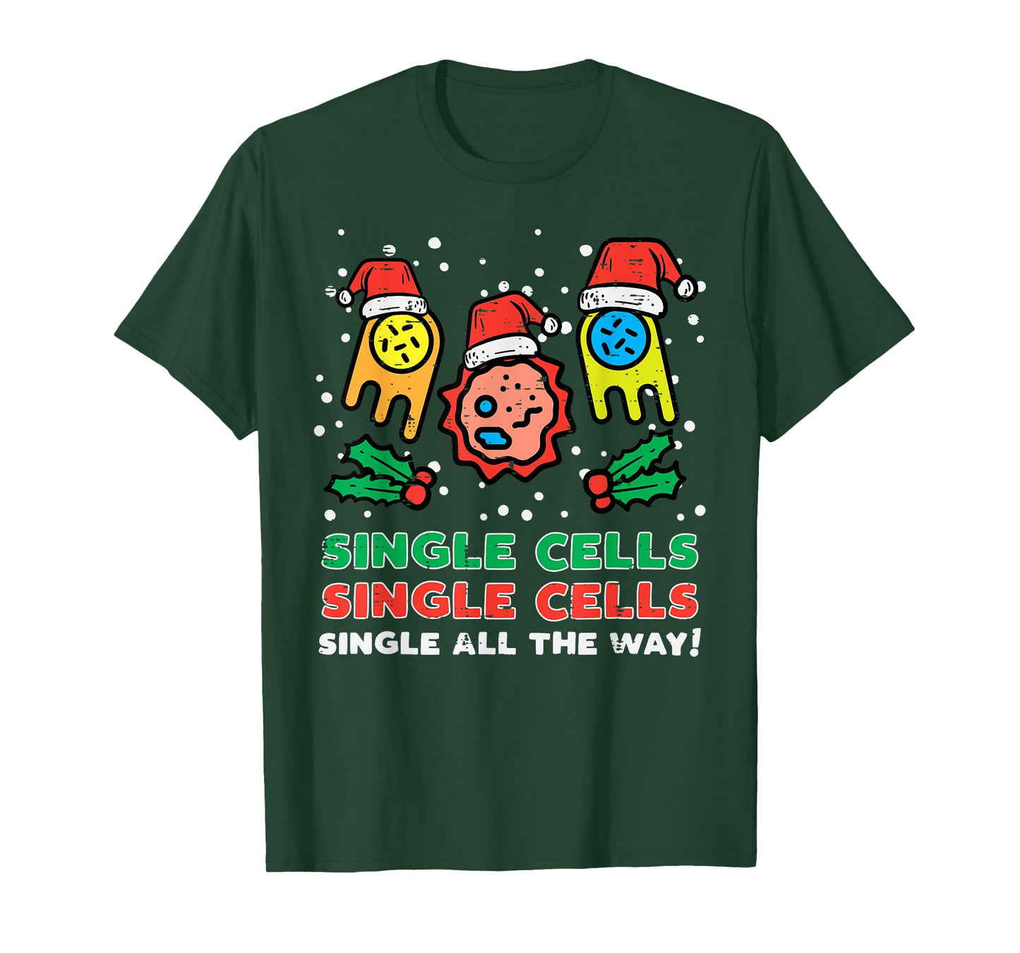 Christmas Single Cells Funny Xmas Science Biology Men Women T-Shirt