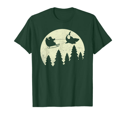 Santa Claus Shark Sleigh Christmas Funny T-Shirt