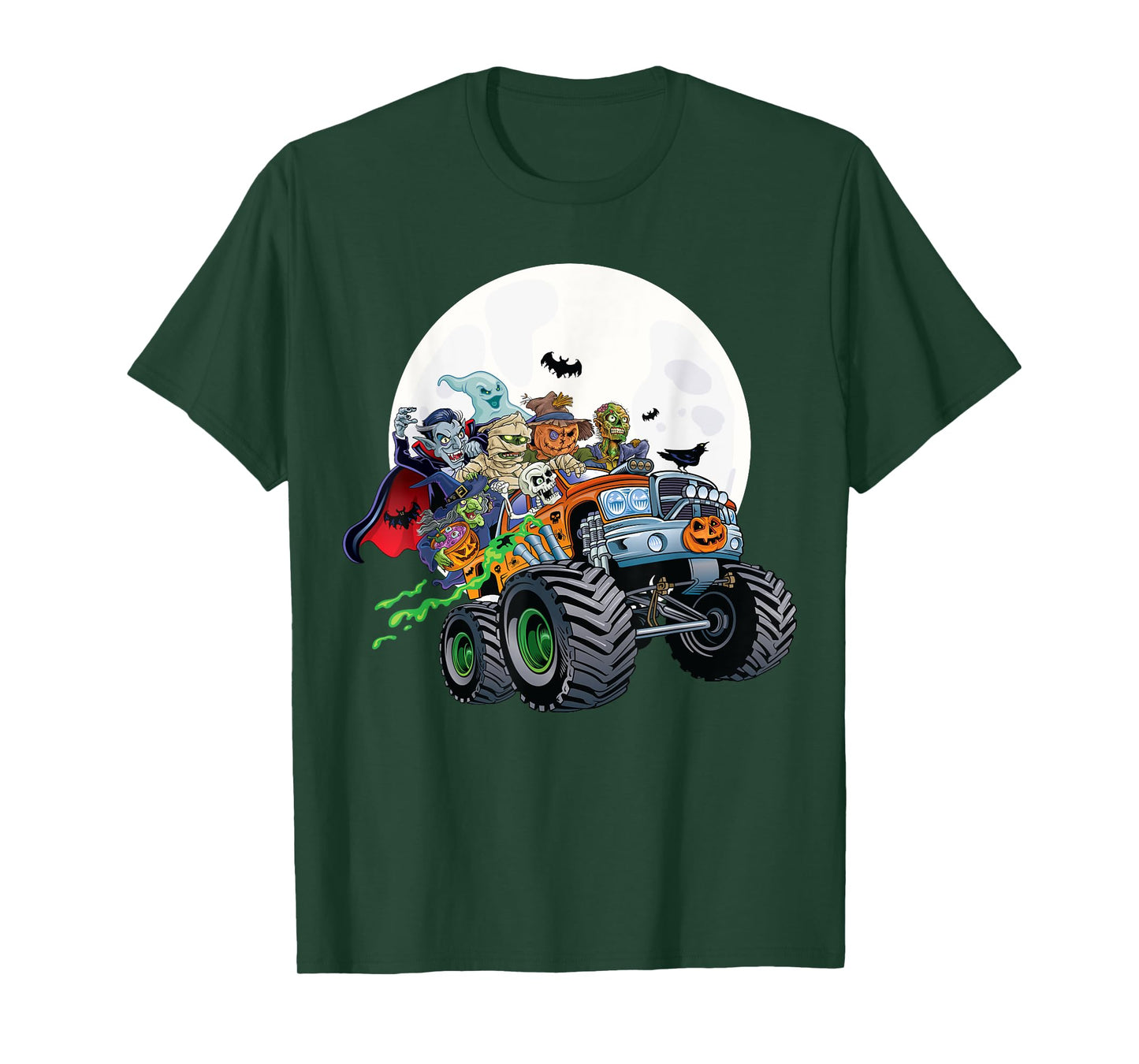 Halloween Skeleton Zombie Monster Truck Vampire Boys Kids T-Shirt