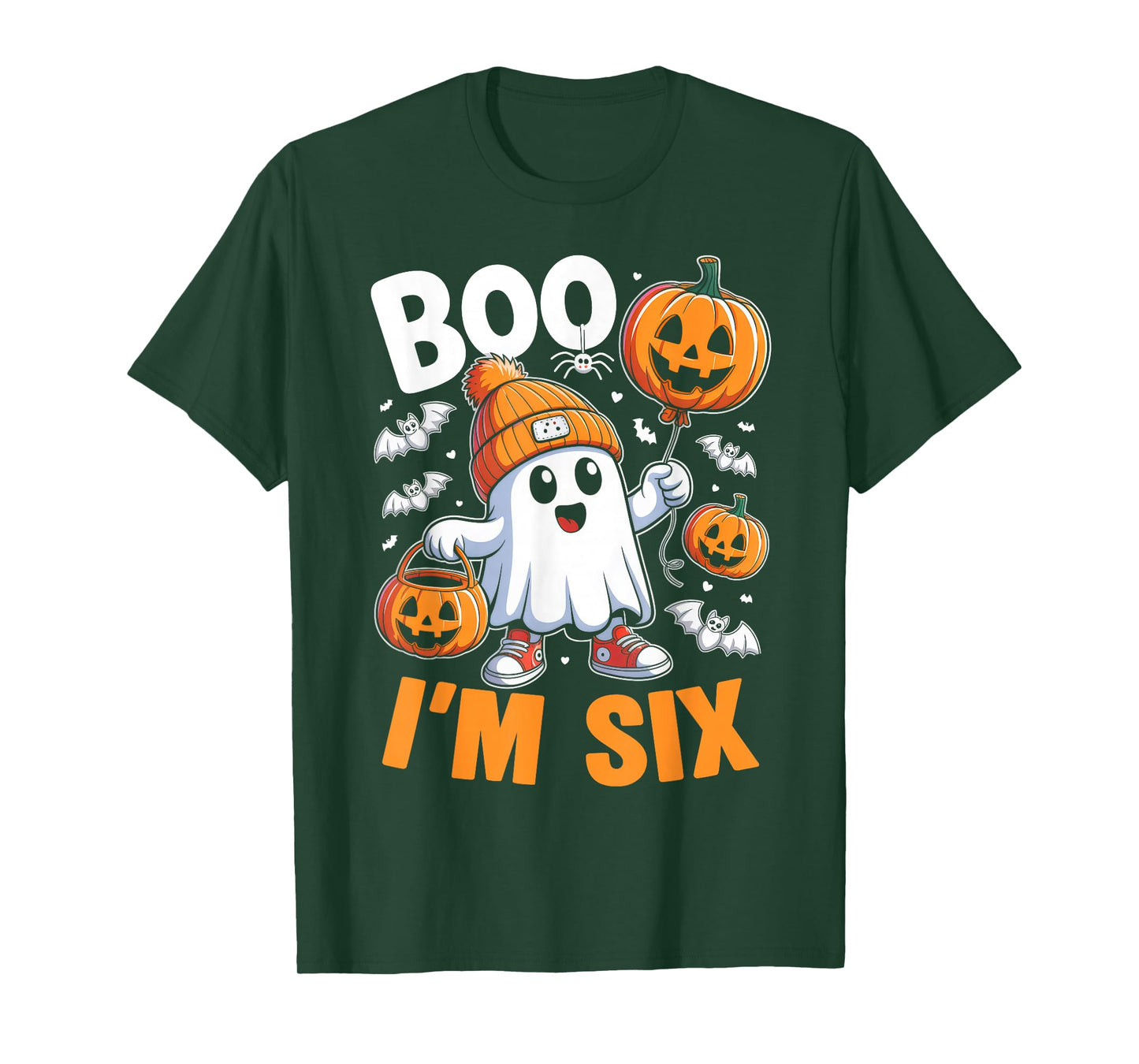 Boo I'm Six Ghost 6th Birthday Halloween Boy Kids Groovy T-Shirt