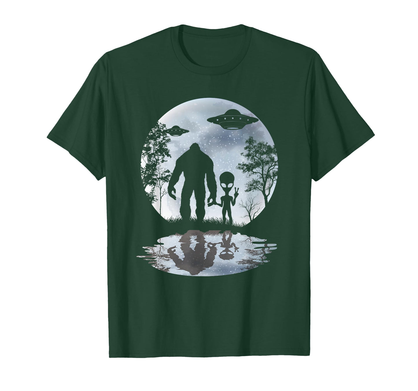 Alien Bigfoot Moon Sasquatch UFO Extraterrestrial Men women T-Shirt