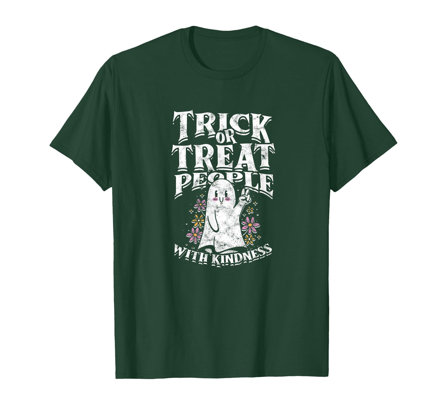 Trick or treat people with kindness - cute ghost halloween T-Shirt