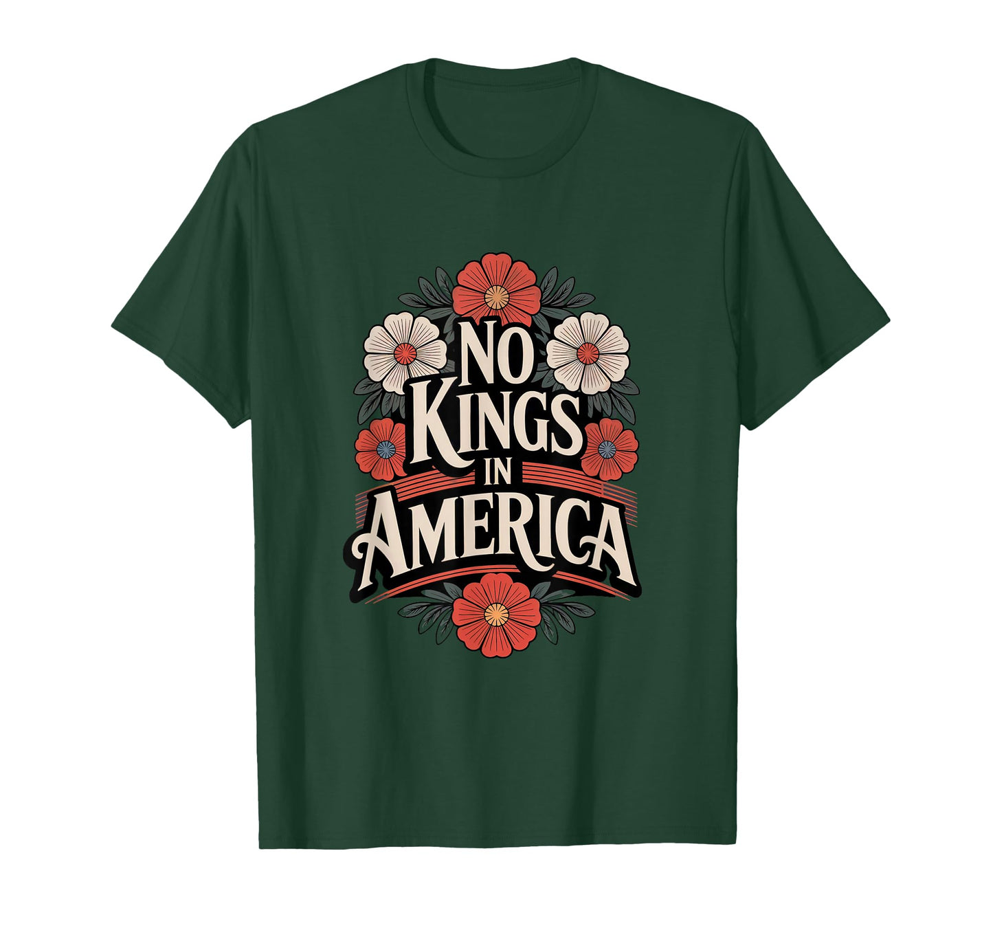 No Kings in America Political Floral Pro Democracy T-Shirt