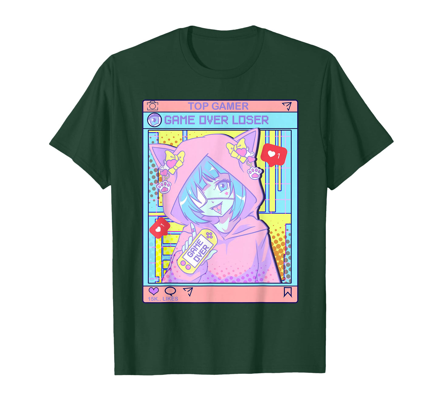 Kawaii Pastel Goth Girl Anime Gamer Game Over Loser T-Shirt