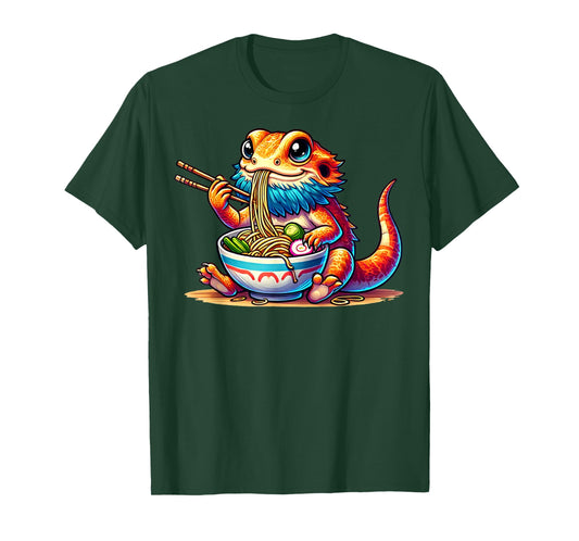 Bearded Dragon Eating Japanese Noodles Kawaii Ramen Bowl T-Shirt