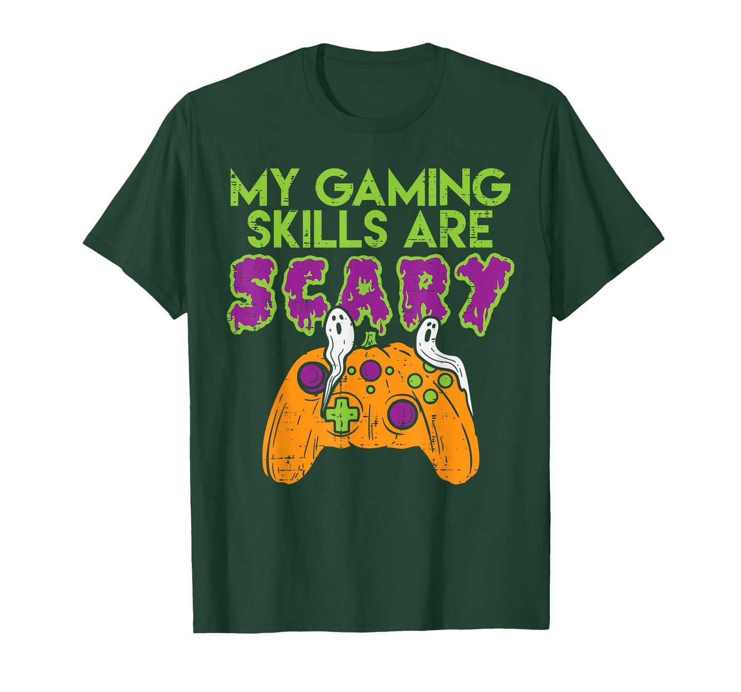 Gaming Skills Scary Pumpkin Controller Boys Halloween Gamer T-Shirt