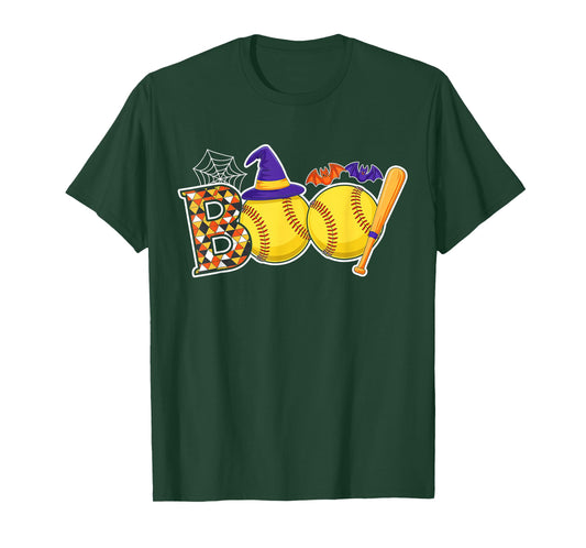 Softball Boo Creepy Halloween Costume Pumpkin Softball Lover T-Shirt