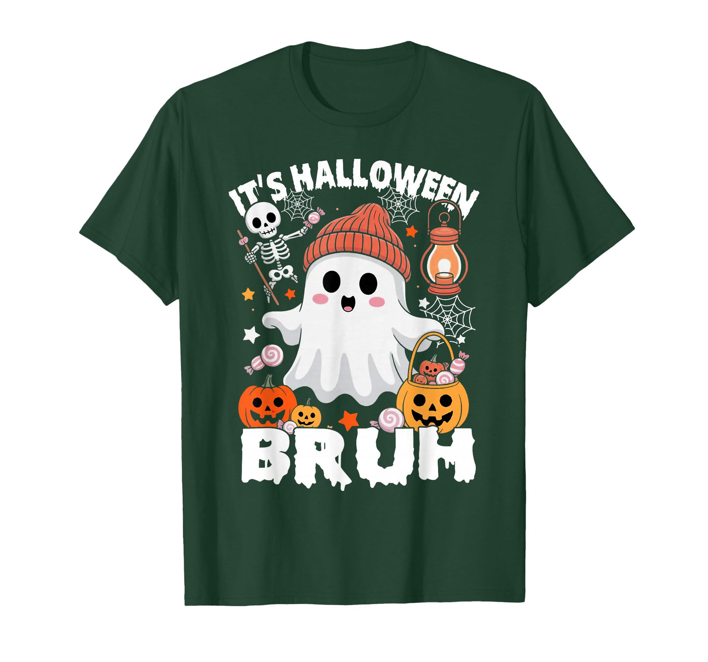 Its Halloween Bruh Boo Ghost Pumpkin Costume Boys Girls Kids T-Shirt
