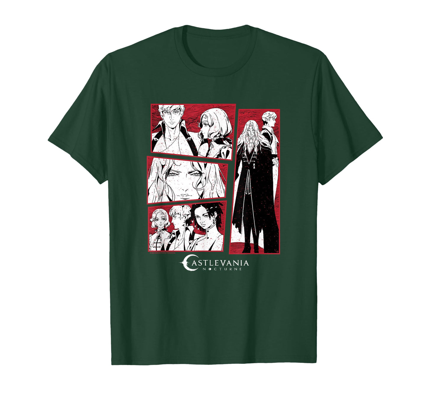 Castlevania: Nocturne Main Characters Blood Stained Panels T-Shirt