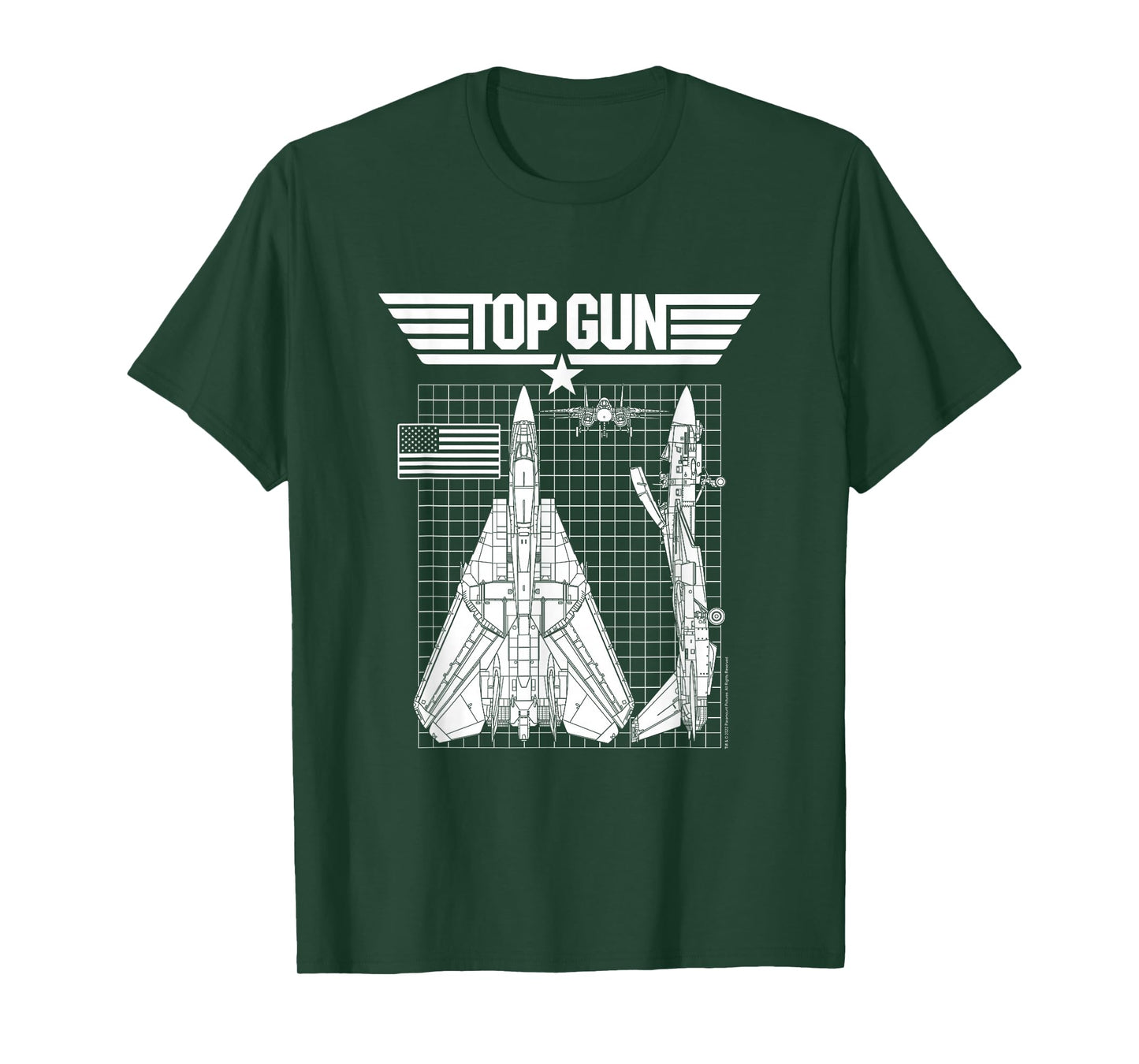 Top Gun F-14 Tomcat Blueprints Action Movie T-Shirt