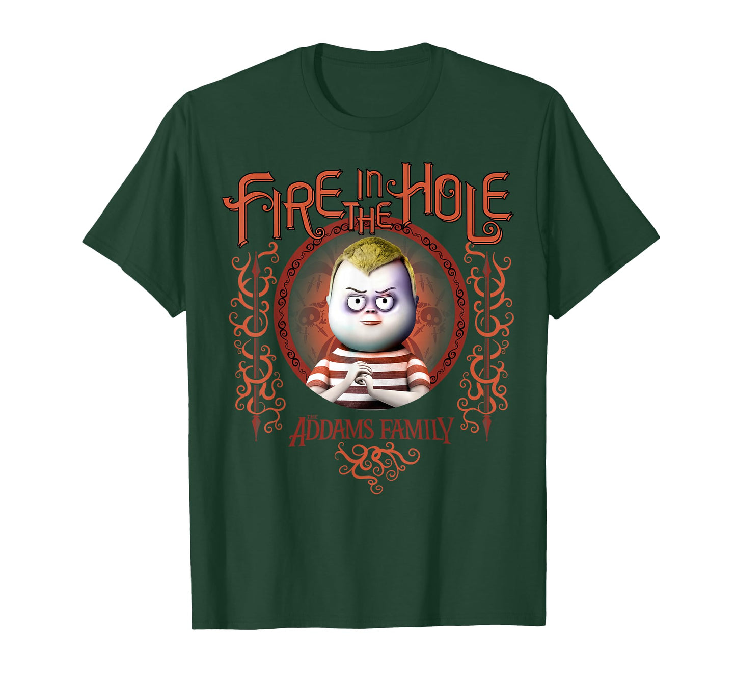 Addams Family Pugsley Addams Fire in The Hole Portrait T-Shirt Small