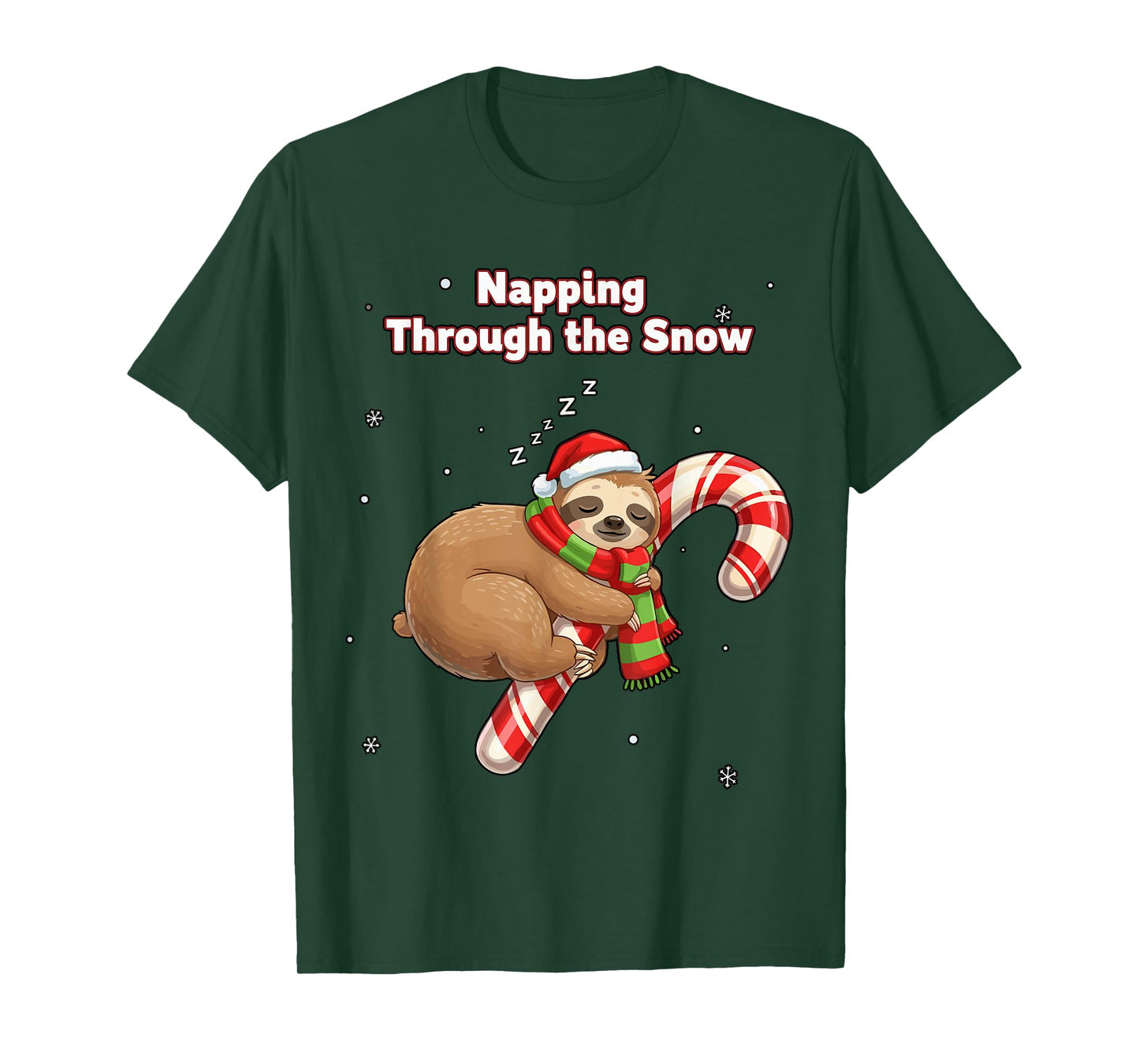 Napping Through The Snow Shirt, Sloth Christmas Pajamas T-Shirt