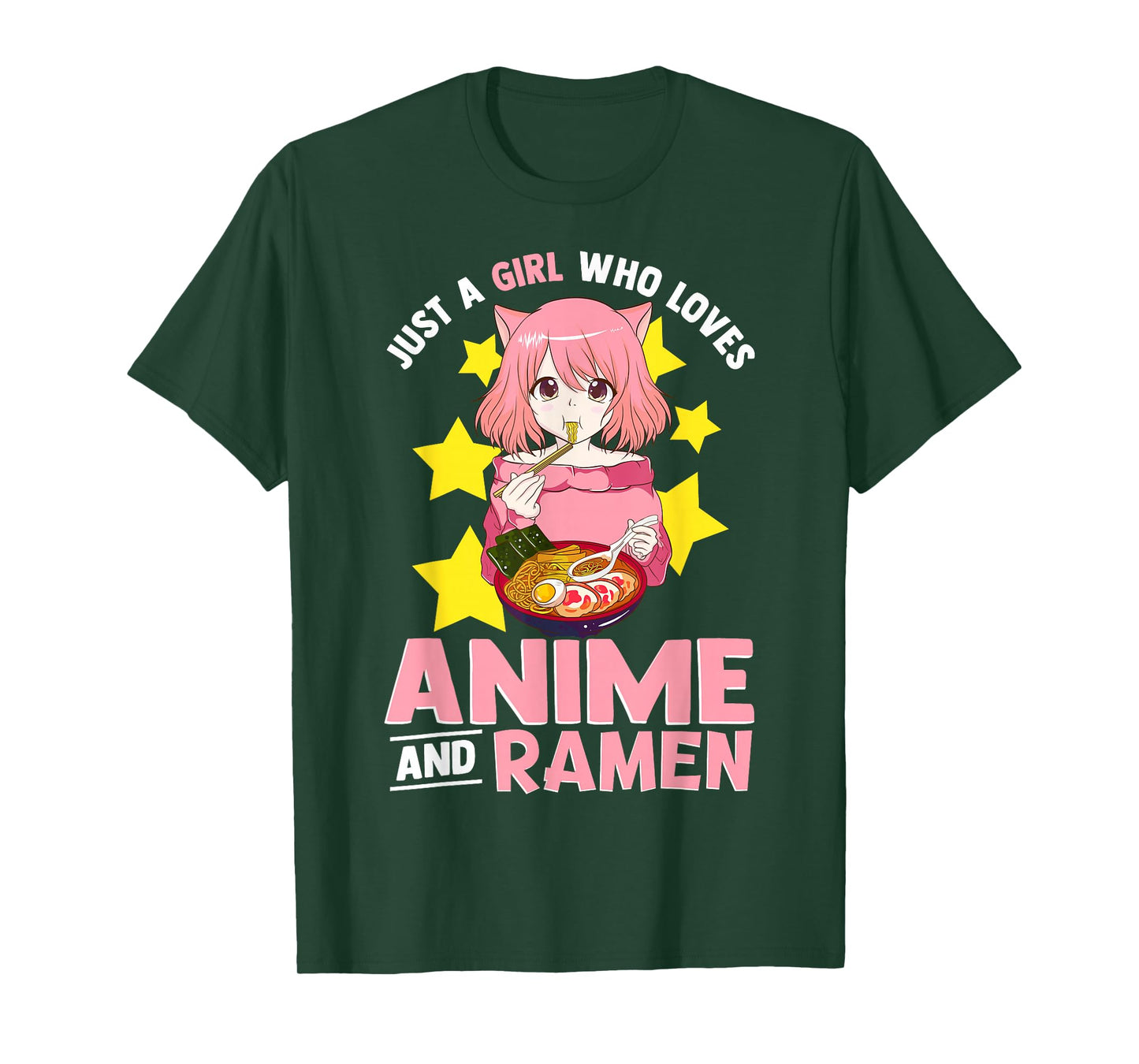 Just A Girl Who Loves Anime and Ramen Bowl Japanese Noodles,Short Sleeve T-Shirt