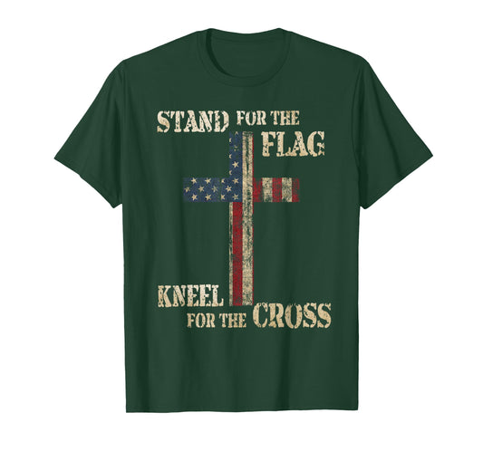 Stand for The Flag Kneel for The Cross - Faith US Patriotic T-Shirt
