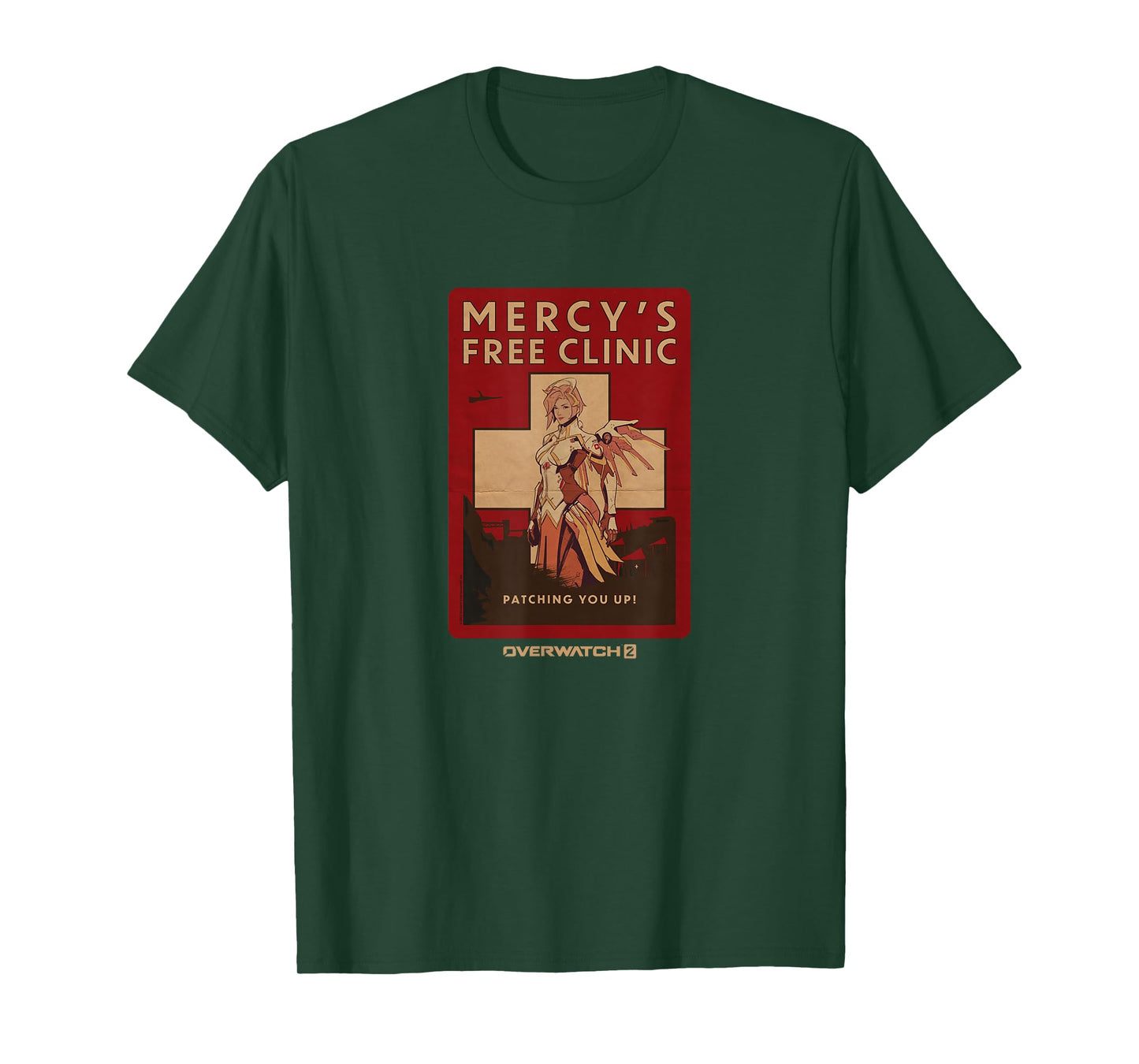 Overwatch 2 Mercy's Free Clinic Propaganda Big Chest Poster T-Shirt