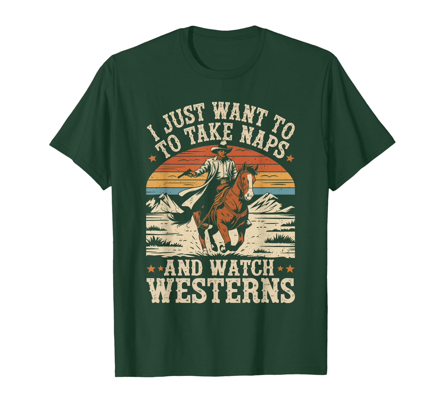 I Just Want to Take Naps and Watch Westerns Retro Vintage T-Shirt