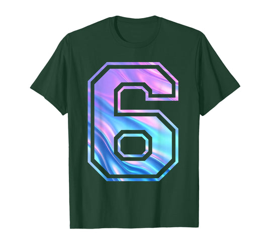 6 Number Six Team Sports Graphic Design Matching Varsity T-Shirt