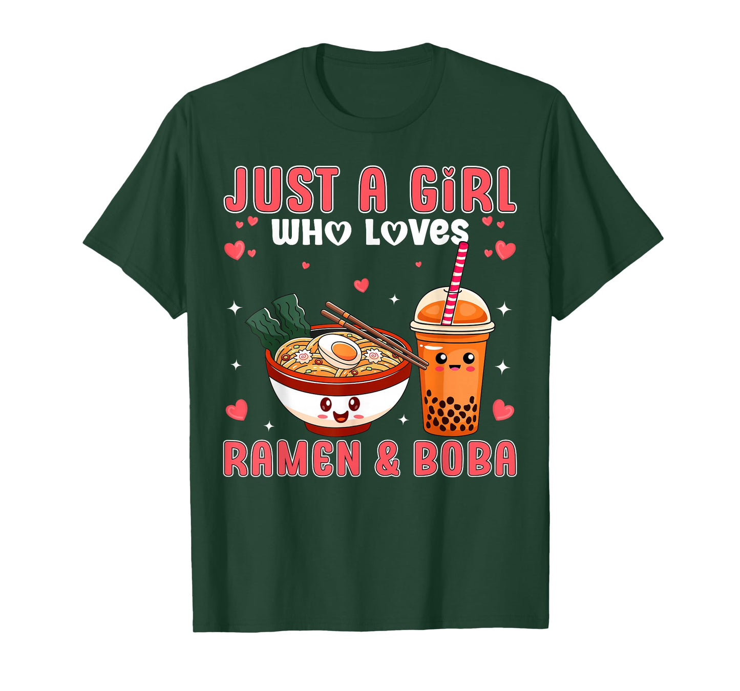 Cute Just a Girl Who Loves Ramen And Boba Japan Bubble Tea T-Shirt
