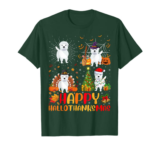 Halloween Thanksgiving Christmas Westie Dog Hallothanksmas T-Shirt