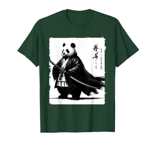 Fat Panda Samurai Kasa Anime Style Japanese T-Shirt