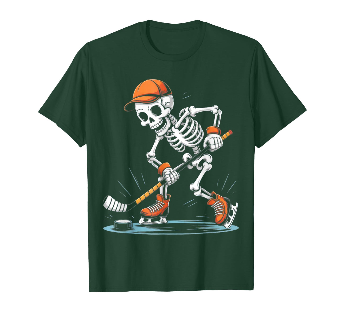 Skeleton Ice Hockey Halloween Costume Men Boys Kids Tee T-Shirt