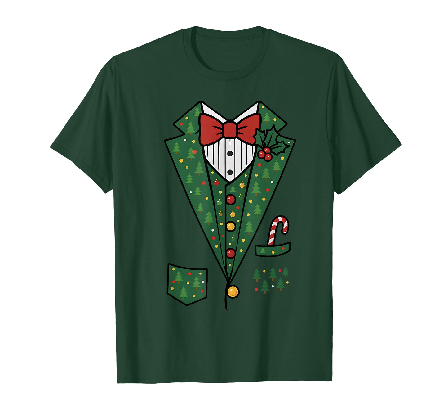 Bowtie Vest Mistletoe Candy Funny Christmas Celebrate Family T-Shirt