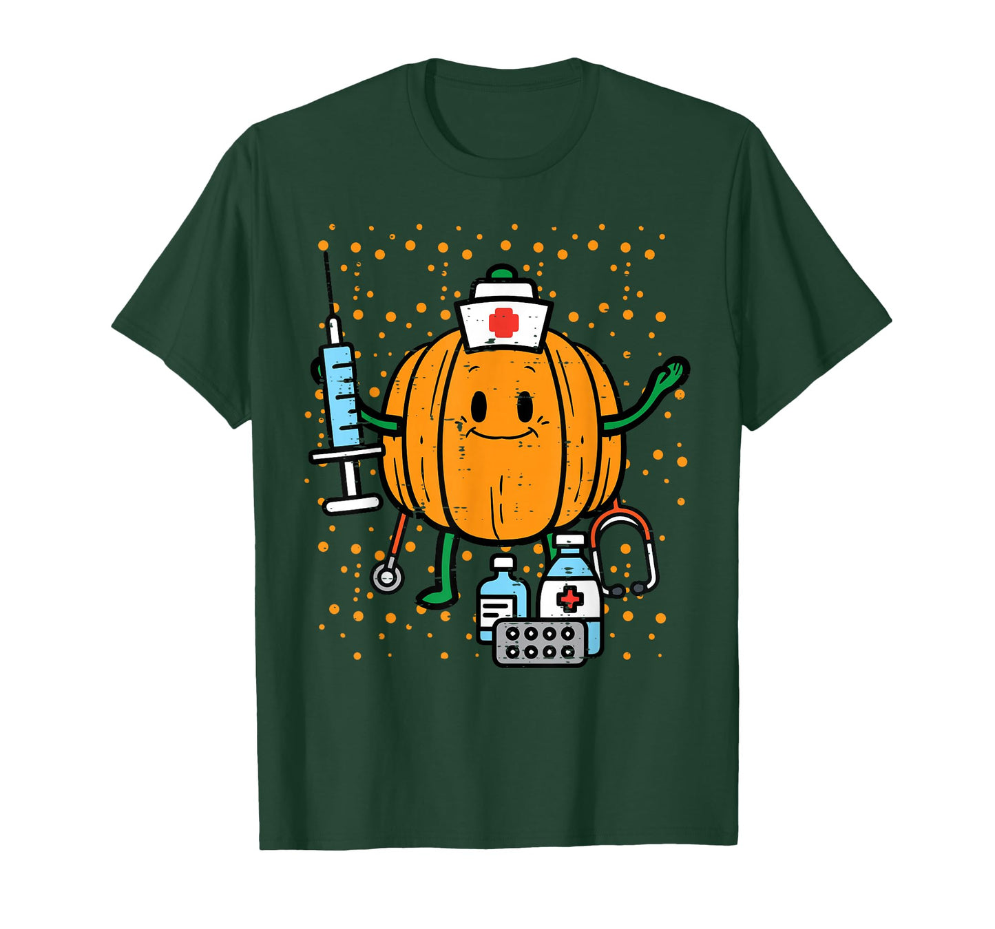 Halloween Nurse Pumpkin Nursing Scrub Top Costume Women Men T-Shirt