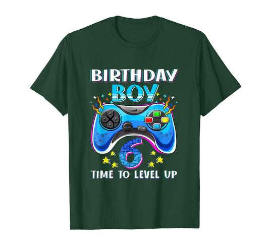 Birthday Boy Time To Level Up Gamer Video Game 6 Years Old T-Shirt