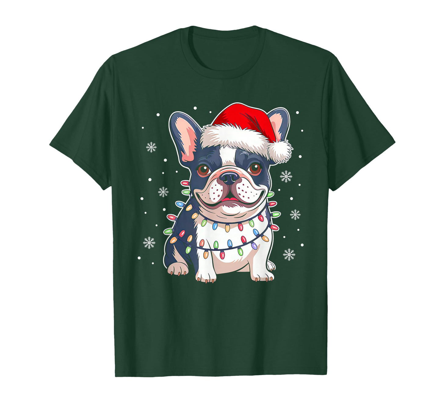 French Bulldog Dog Tree Christmas Lights Funny Xmas Pajamas T-Shirt