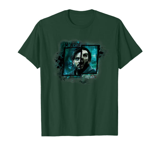 NBC Grimm Monroe Wesen T-Shirt - Black, Unisex-Adults, Small, Crew Neck, Short Sleeve, Modern, Casual, Movie, Halloween, Christmas