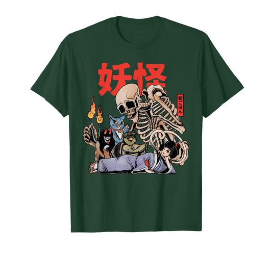 Vintage Yokai Club Japanese Funny Skeleton T-Shirt