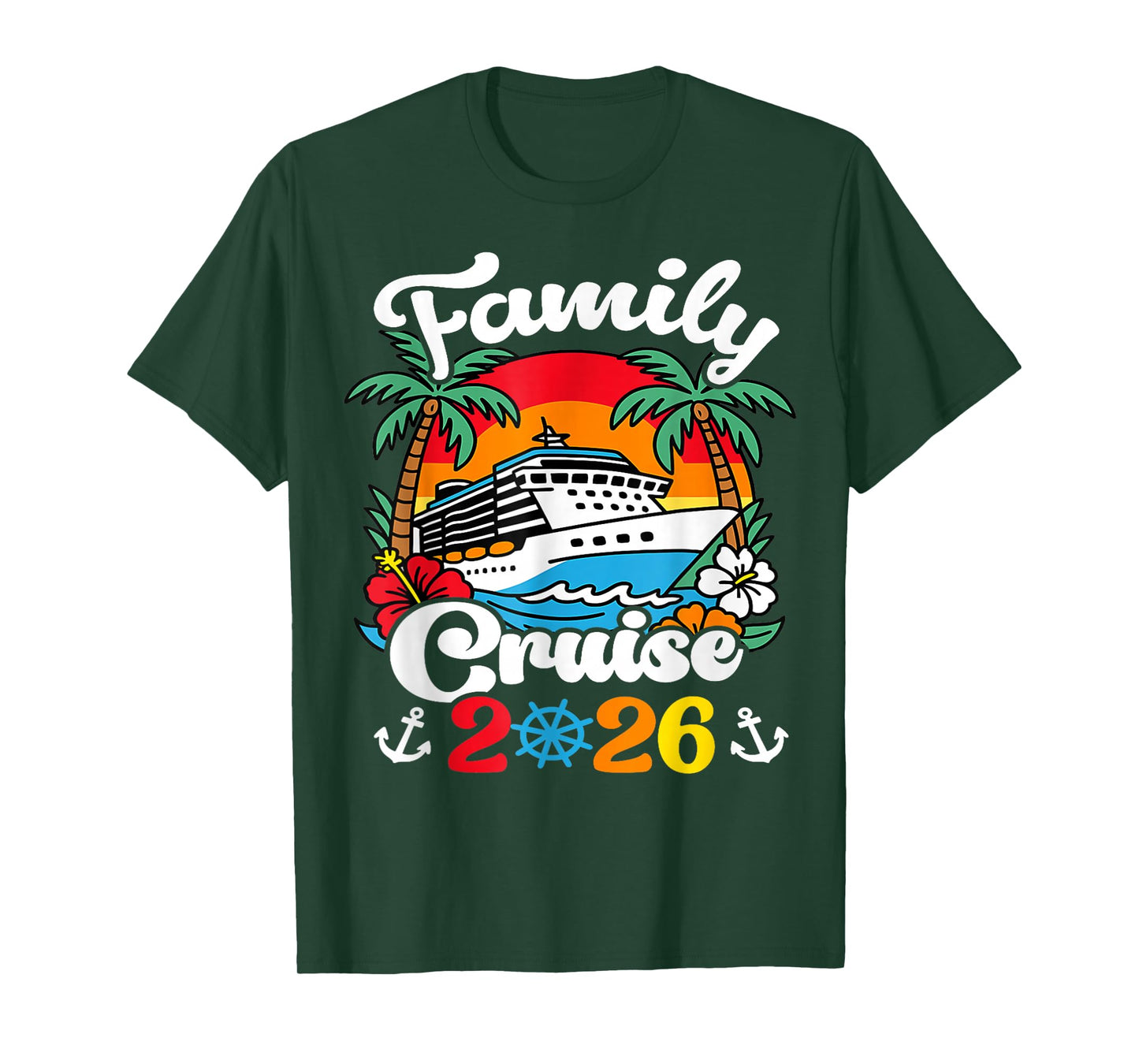 Family Cruise 2026 Vacation Sunset Tropical Trip Kids Boys T-Shirt