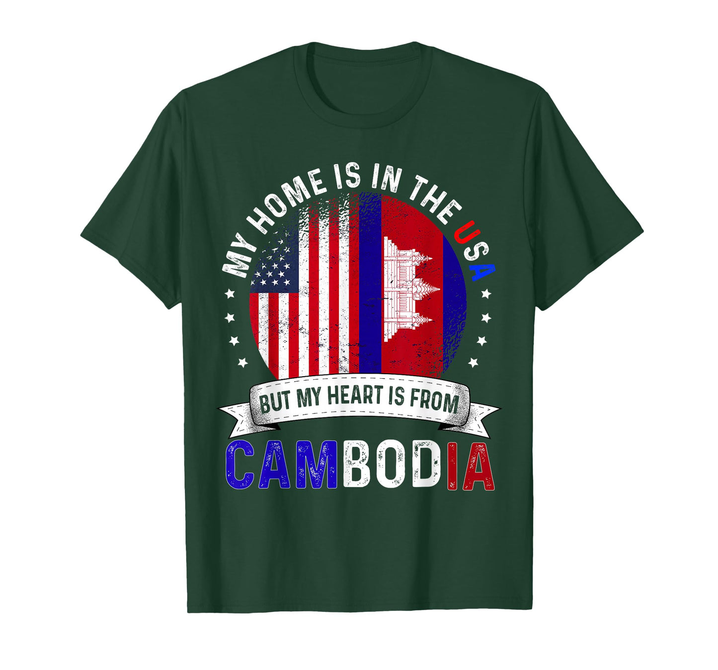 Cambodian American Patriot Heart is from Cambodia Flag T-Shirt
