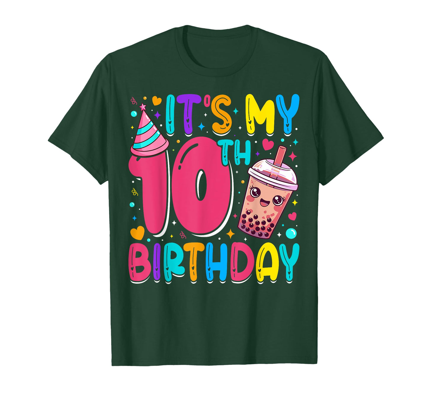 It's My 10th Birthday Bubble Boba Tea Party 10 Year Old Girl T-Shirt
