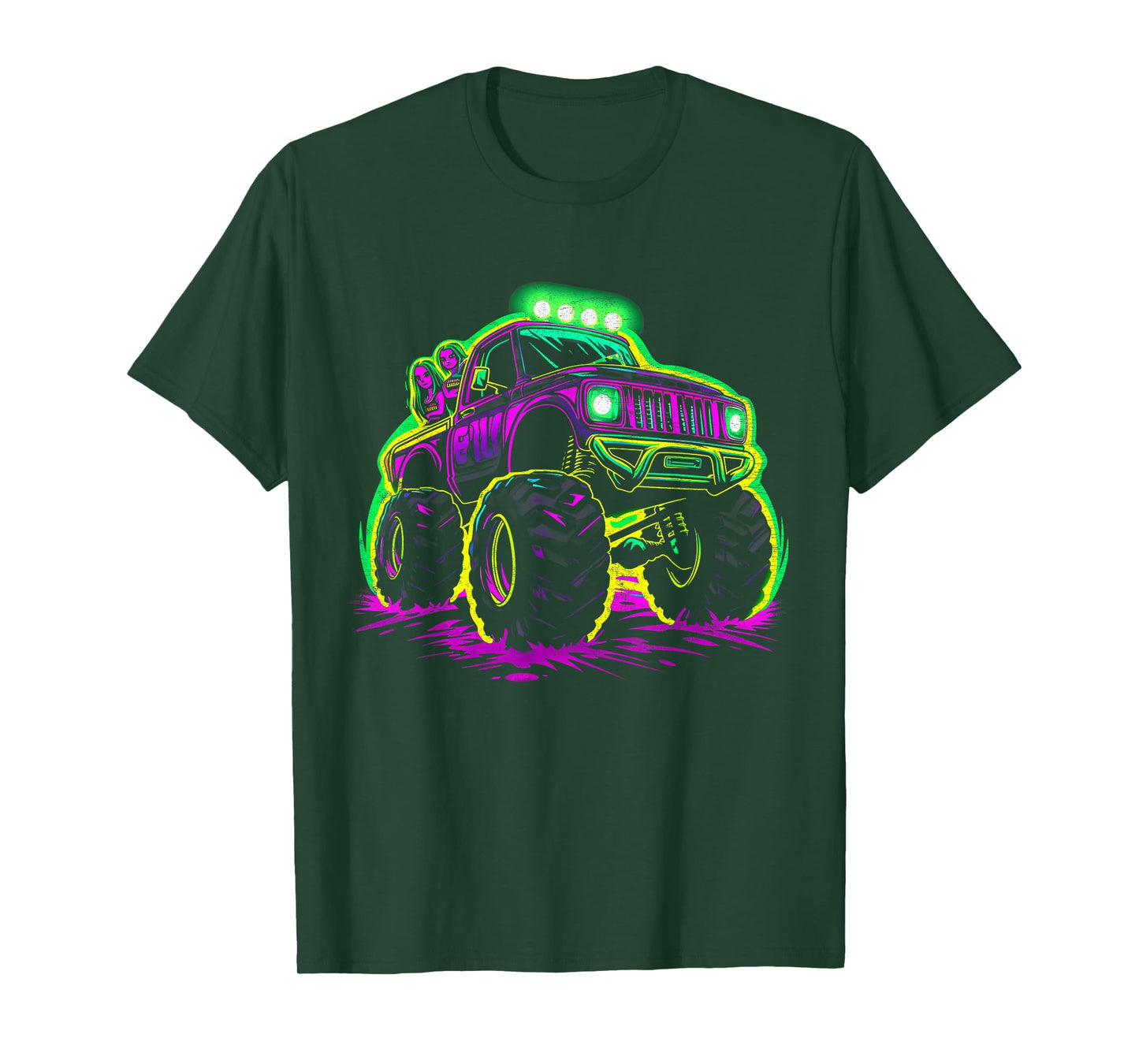 Cool Glowing Monster Truck Vintage Kids Fun Adventure T-Shirt