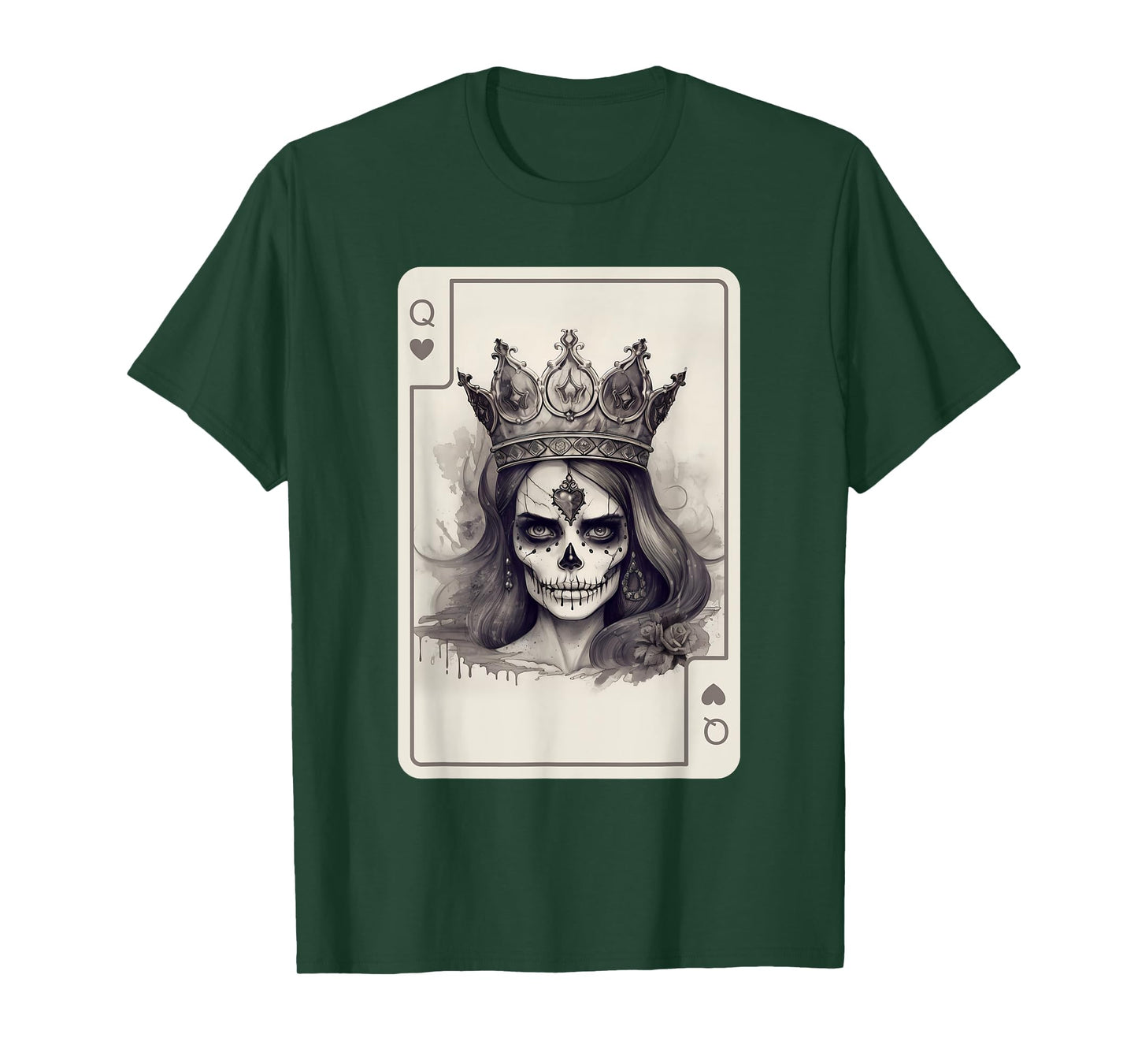 Queen of Hearts Gothic Poker Card Game Halloween Creepy T-Shirt