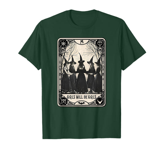 Tarot Card Spooky Witch Witches Halloween Girl Will Be Girls T-Shirt