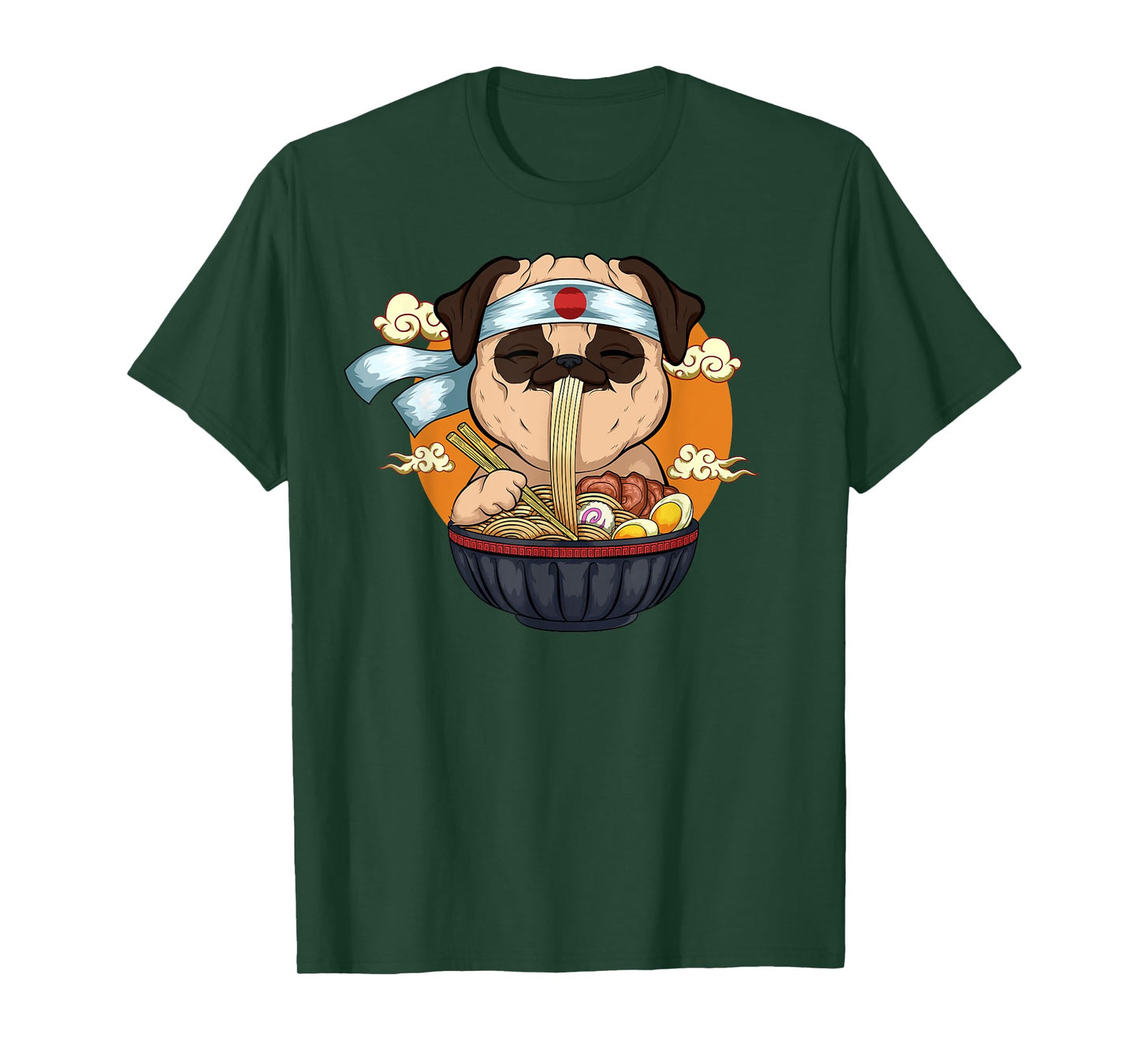 Japanese Ramen Pug Design Kawaii Anime Pug Dog Ramen Noodles T-Shirt