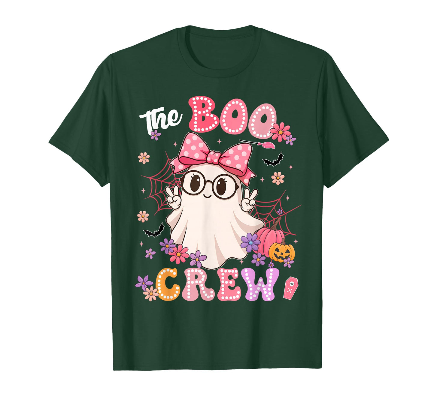 The Boo Crew Cute Ghost Coquette Halloween Costumes Girl T-Shirt