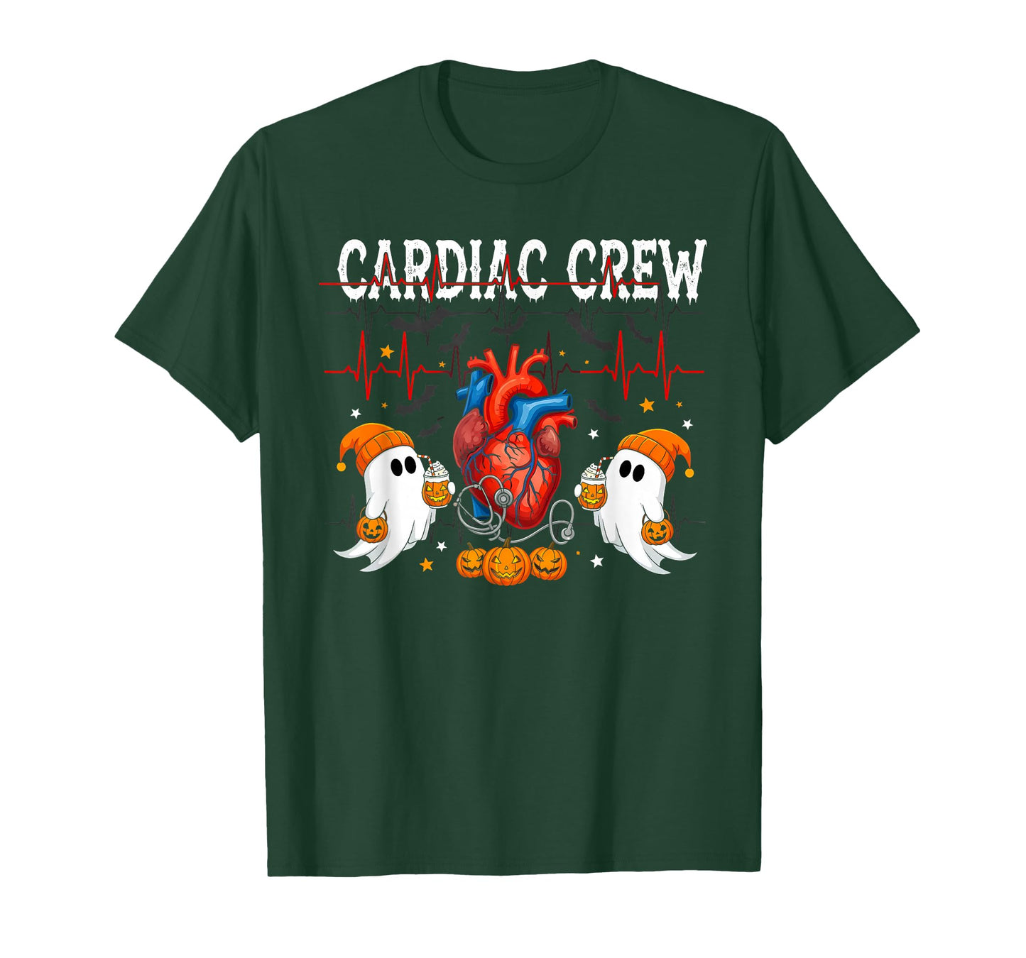 Halloween Cardiac Nurse tee Anatomical Heart Ghosts T-Shirt