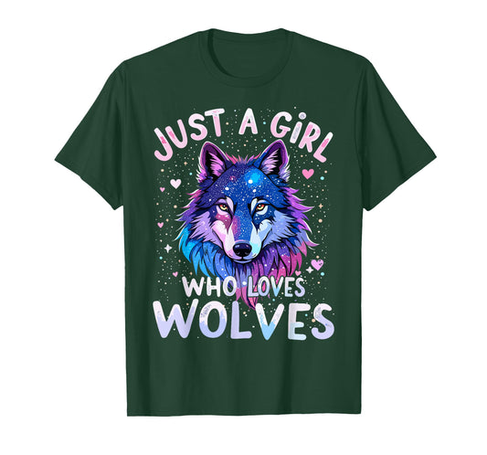 Wolf Colorful Just a Girl Who Loves Wolves T-Shirt