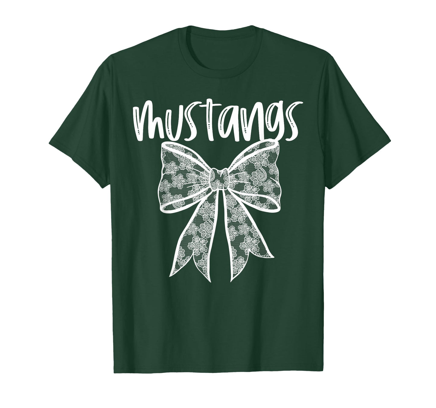 Mustangs Coquette Aesthetic Girly Team Mascot Lace Bow T-Shirt