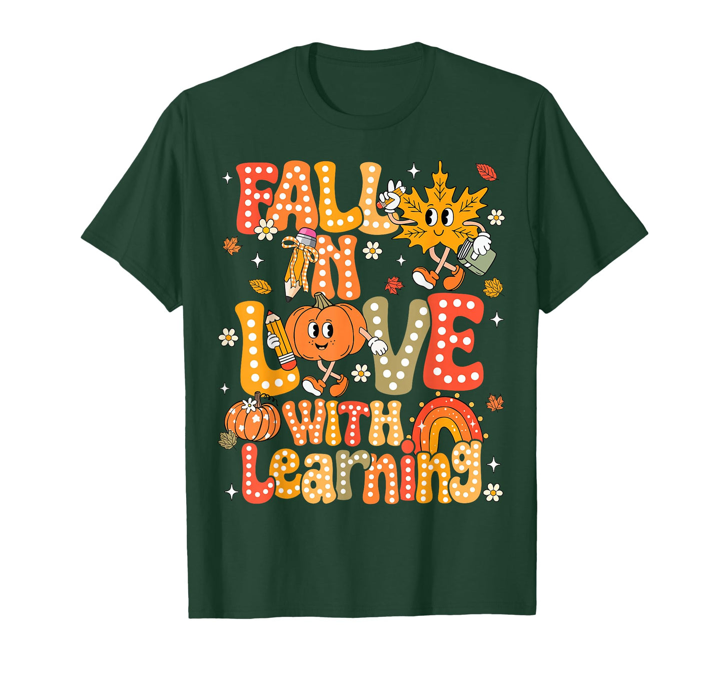 Fall In Love With Learning Autumn Thanksgiving Pumpkin Kids T-Shirt
