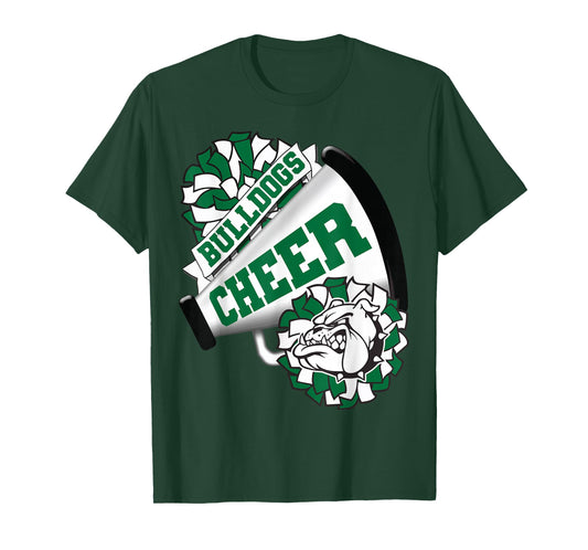 Bulldogs Cheerleading Back To School Cheer Team Spirit Green T-Shirt