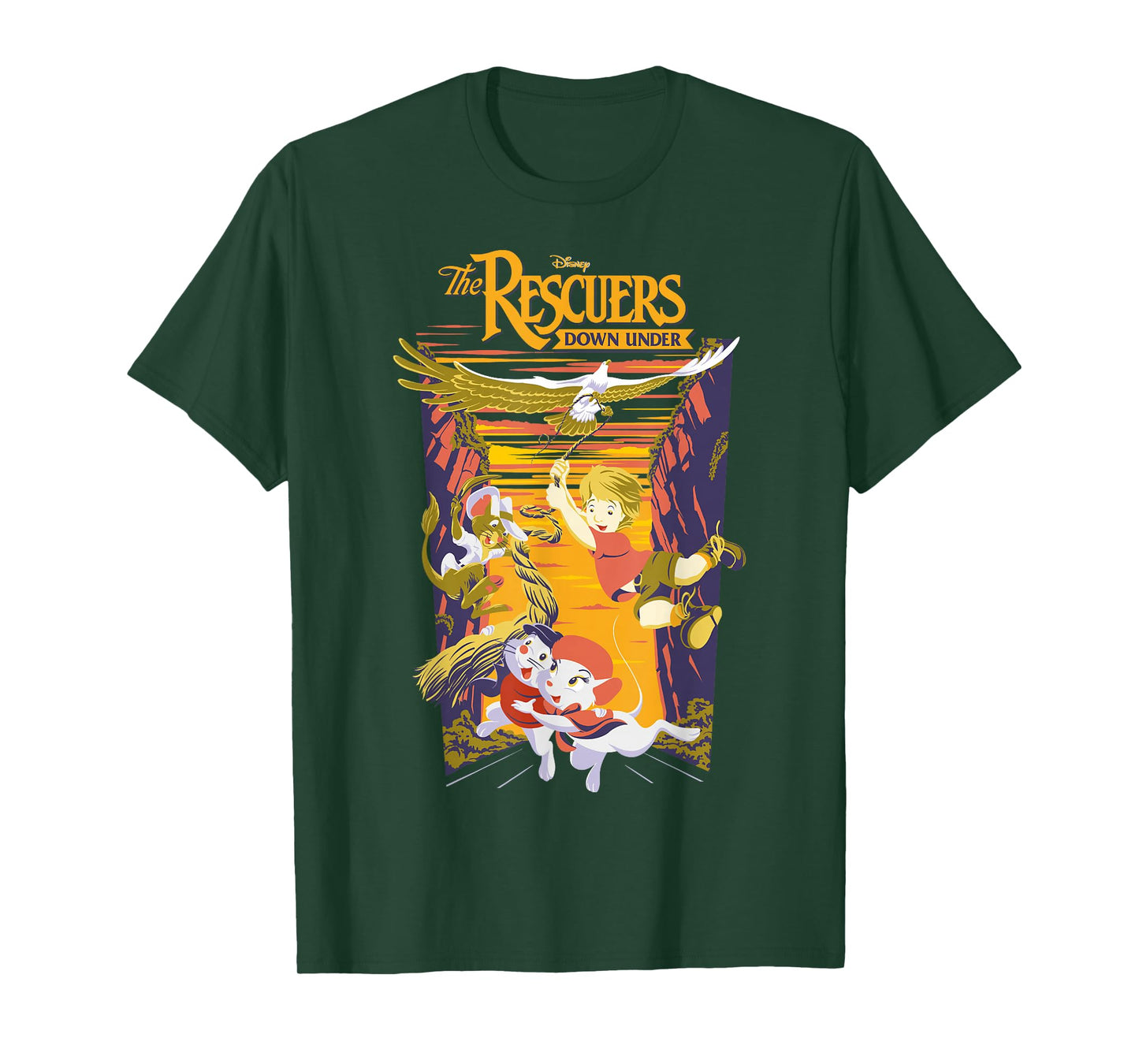 Disney The Rescuers Down Under Group Shot Sunset Poster T-Shirt